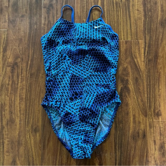 Nike Girls Nova Spark Racerback Blue One Piece Swimsuit size Girls 12 - Picture 2 of 8